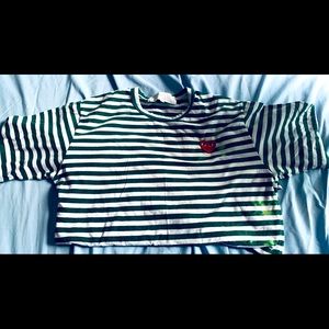 Green and white striped CDG sweatshirt